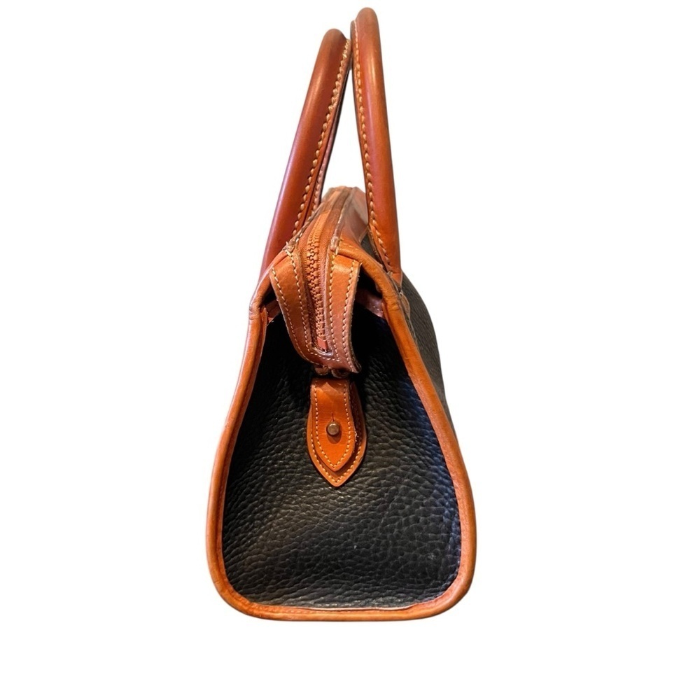 Dooney & Bourke All Weather Handbag Satchel Pebble Grain Black and Tan, 1980s - Picture 5 of 10